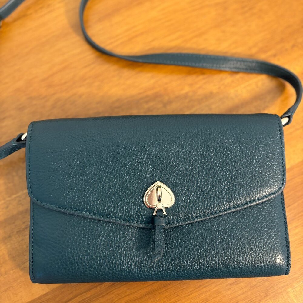 NWOT - Kate Spade Peacock Leather Marti Flap Wallet Crossbody